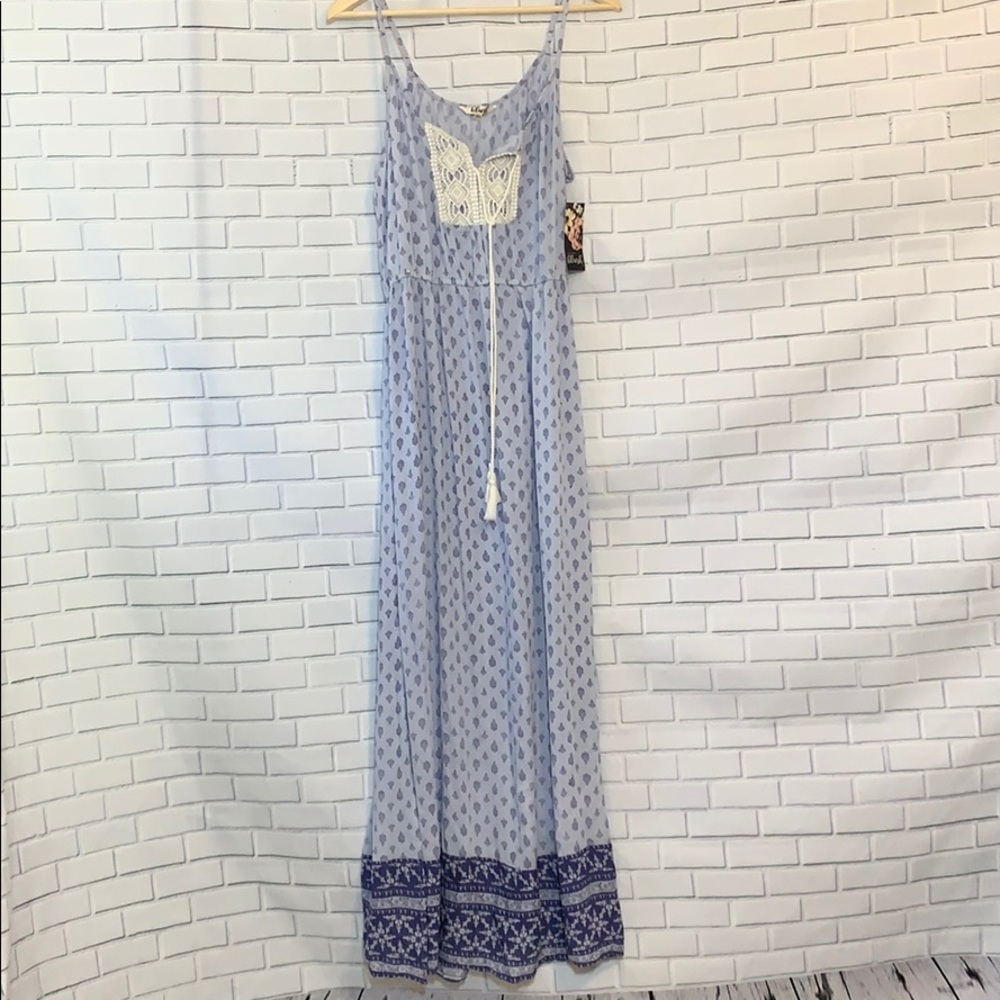 Hint Of Blush Blue Boho Print Maxi Dress Size XL
